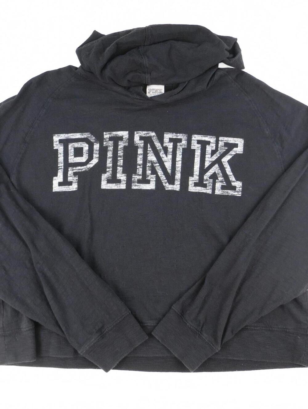 Victoria's Secret PINK Cropped Black Hoodie Medium